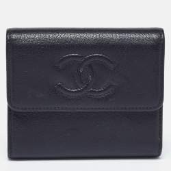  Chanel Black Leather Timeless CC Flap Trifold Wallet
