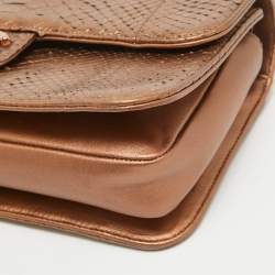 Pre Owned Chanel Rose Gold Python and Leather Medium Perfect Edge Flap Bag