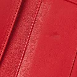 Pre Owned Chanel Red Quilted Leather CC Trifold Wallet