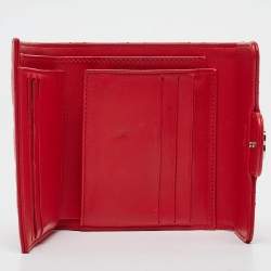 Pre Owned Chanel Red Quilted Leather CC Trifold Wallet