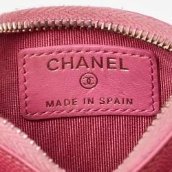 Chanel Pink Quilted Caviar Leather CC Zip Card Holder