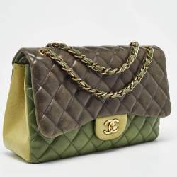 Chanel Tricolor Quilted Leather Jumbo Classic Double Flap Bag