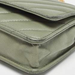 Chanel Light Green Quilted Leather CC Wallet on Chain