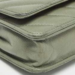 Chanel Light Green Quilted Leather CC Wallet on Chain
