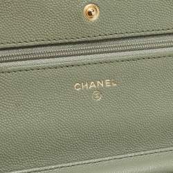 Chanel Light Green Quilted Leather CC Wallet on Chain