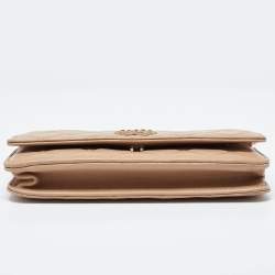Chanel Beige Quilted Caviar Leather CC Wallet on Chain 