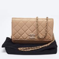 Chanel Beige Quilted Caviar Leather CC Wallet on Chain 