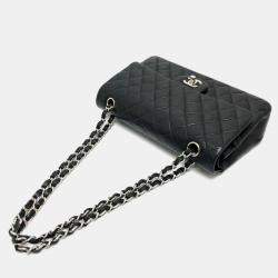 Chanel Black Leather Medium Classic Double Flap Shoulder Bags