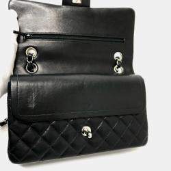 Chanel Black Leather Medium Classic Double Flap Shoulder Bags