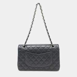 Chanel Black Leather Medium Classic Double Flap Shoulder Bags