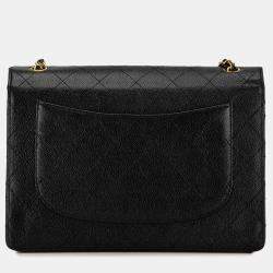 Chanel Black Quilted Caviar Jumbo Classic Single Flap Shoulder Bag