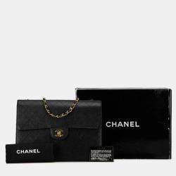 Chanel Black Quilted Caviar Jumbo Classic Single Flap Shoulder Bag