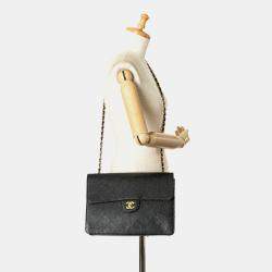 Chanel Black Quilted Caviar Jumbo Classic Single Flap Shoulder Bag