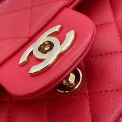 Chanel Red Lambskin Quilted Mini Rectangular Flap Top Handle Bag