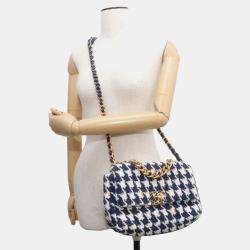 Chanel Blue/White Tweed 19 Shoulder Bags