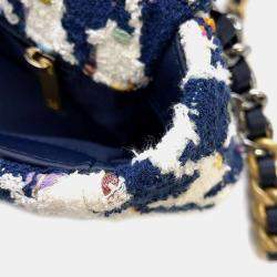 Chanel Blue/White Tweed 19 Shoulder Bags