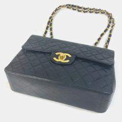 Chanel Black Quilted Lambskin Maxi Vintage Classic Single Flap Bag