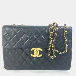 Chanel Black Quilted Lambskin Maxi Vintage Classic Single Flap Bag