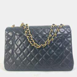 Chanel Black Quilted Lambskin Maxi Vintage Classic Single Flap Bag