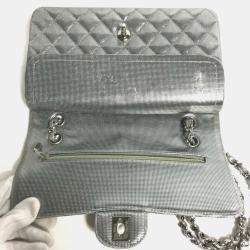 Chanel Metallic Silver Quilted Calfskin Pixel Effect Medium Classic Double Flap Bag