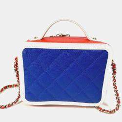 Pre Owned Chanel Multicolor Leather CC Filigree Vanity Case Shoulder Bags