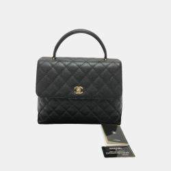 Chanel Black Leather  Kelly Top Handle Bags