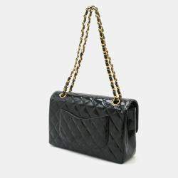 Chanel Black Patent Leather Medium Classic Double Flap Shoulder Bags