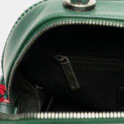 Chanel Green/Red Calfskin Woven Leather Bowling Bag