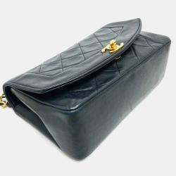 Pre Owned Chanel Black Leather Quilted Vintage Diana Flap Shoulder Bag