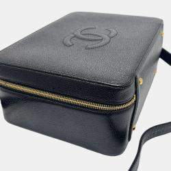 Chanel Black Leather CC Filigree Top Handle Bag