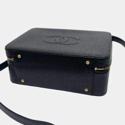 Chanel Black Leather CC Filigree Top Handle Bag