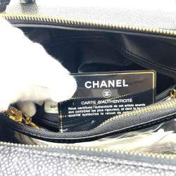 Chanel Black Leather CC Filigree Top Handle Bag