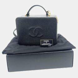 Chanel Black Leather CC Filigree Top Handle Bag