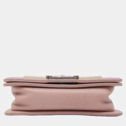 Chanel Pink/Beige Leather and Shearling Boy Shoulder Bag