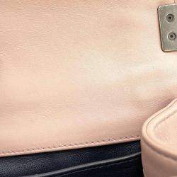 Chanel Pink/Beige Leather and Shearling Boy Shoulder Bag