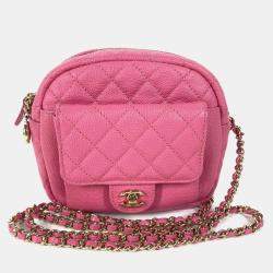 Chanel Pink Caviar Quilted CC Day Camera Case 