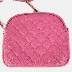 Chanel Pink Caviar Quilted CC Day Camera Case 