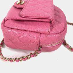 Chanel Pink Caviar Quilted CC Day Camera Case 