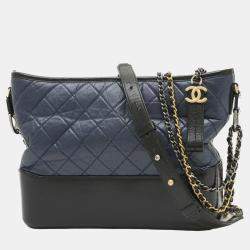 Chanel Black/Navy Blue  Leather Medium Gabrielle Shoulder Bags