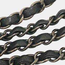 Chanel Black Caviar Large Woven Chain Shopping Tote Bag