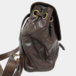 Chanel Brown Leather Vintage CC Backpack Bag