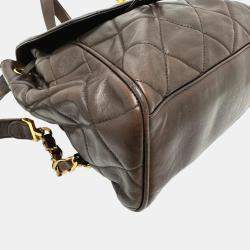 Chanel Brown Leather Vintage CC Backpack Bag