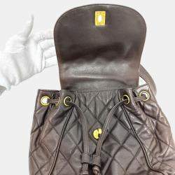 Chanel Brown Leather Vintage CC Backpack Bag