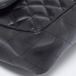 Pre Owned Chanel Black Quilted Leather Jumbo Classic Double Flap Bag