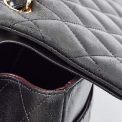 Pre Owned Chanel Black Quilted Leather Jumbo Classic Double Flap Bag