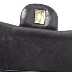 Pre Owned Chanel Black Quilted Leather Jumbo Classic Double Flap Bag