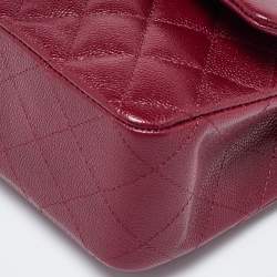 Pre Owned Chanel Red Quilted CaviarLeather Medium Classic Double Flap Bag