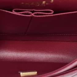 Pre Owned Chanel Red Quilted CaviarLeather Medium Classic Double Flap Bag