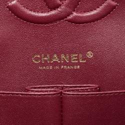 Pre Owned Chanel Red Quilted CaviarLeather Medium Classic Double Flap Bag