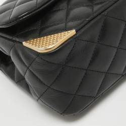 Pre Owned Chanel Black Quilted Leather Mini Rock The Corner Flap Bag